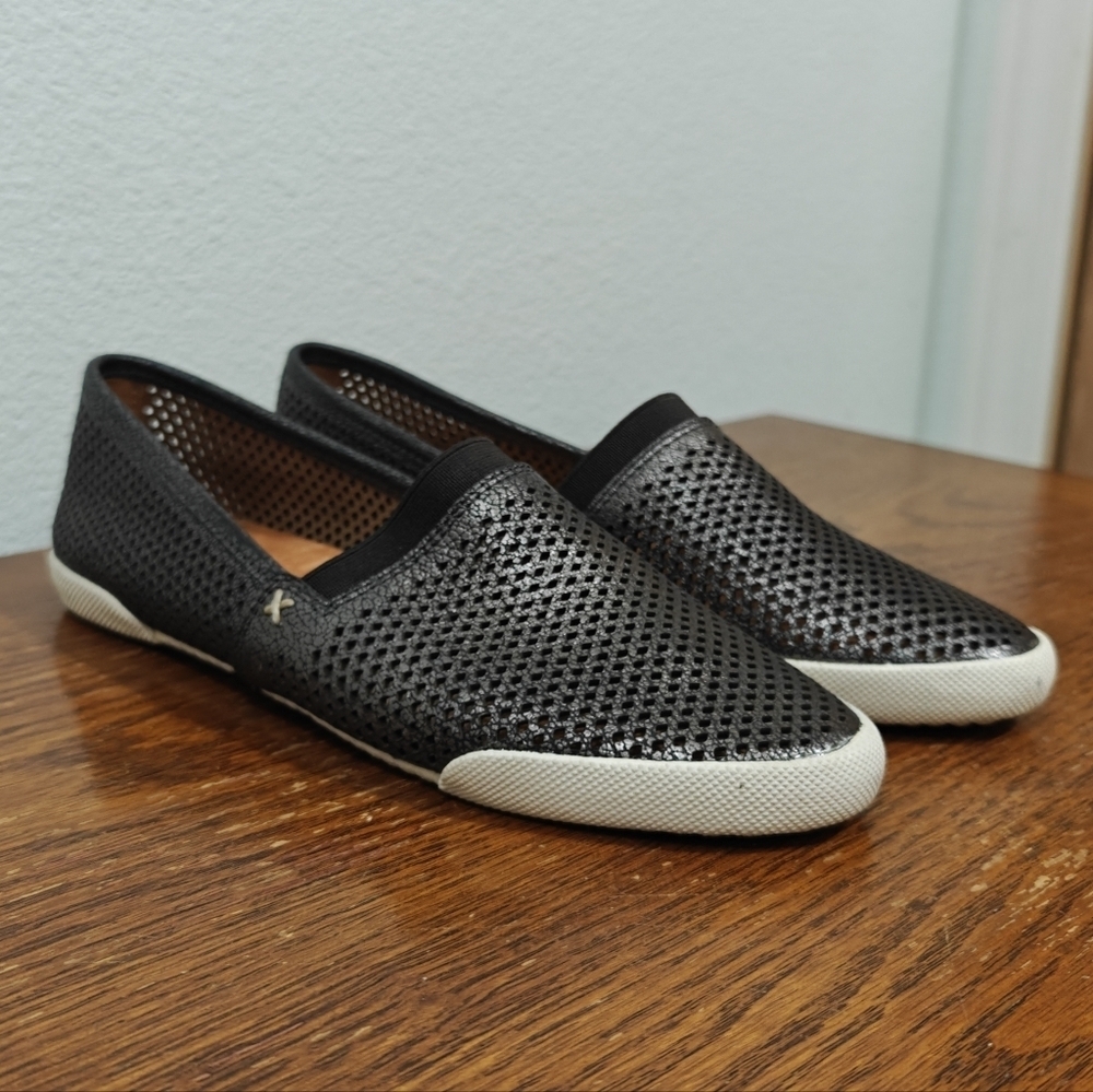 Frye Melanie Pewter Leather Flats Size 6.5 M Metallic - Picture 2 of 12